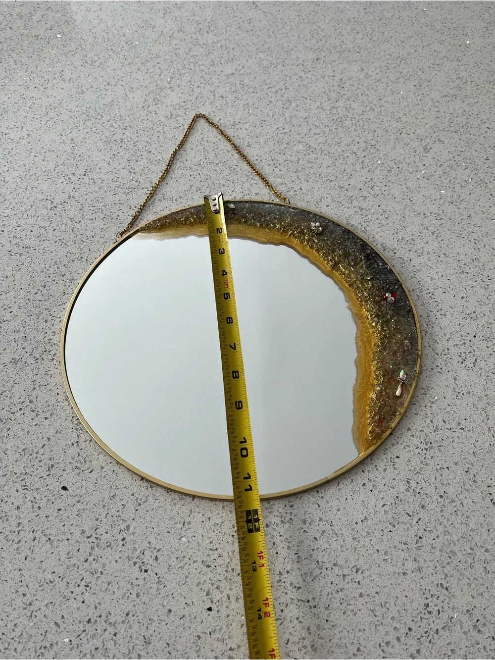 Gold Crescent Geode Round Wall Mirror - Decorative Home Wall Decor
